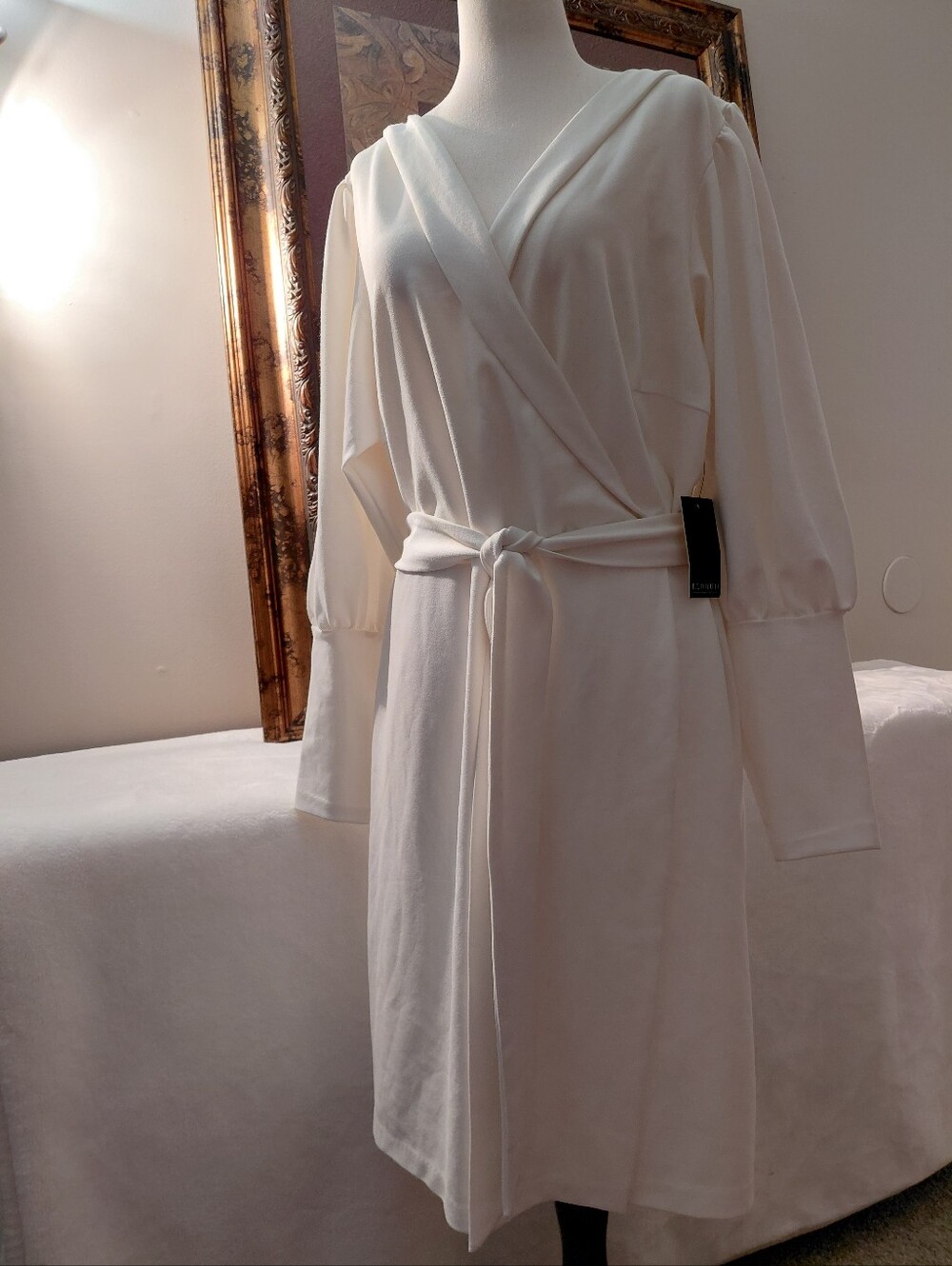 Eloquii Cream Women dress. partially wrap around.  Size 16